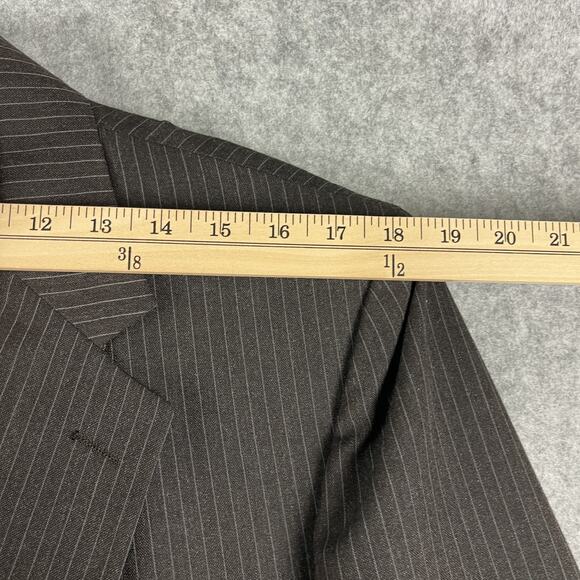 Stafford 3 Piece Suit Brown Striped Blazer 44R Pant 35x29 Vest Classic Career - Picture 7 of 16